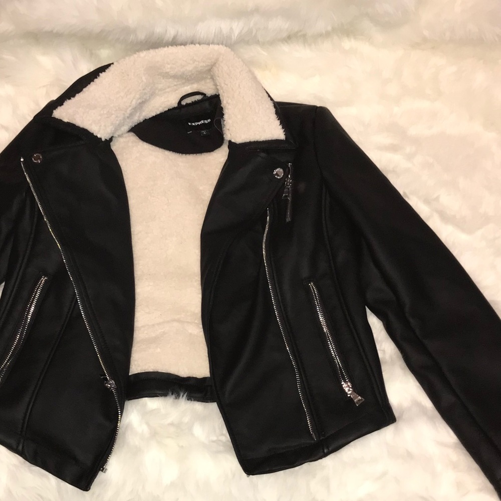 *BRAND NEW* Express lined black leather jacket.